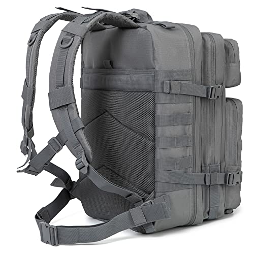 QT&QY 45L Military Tactical Backpacks Molle Army Assault Pack 3 Day Bug Out Bag Hiking Treeking Rucksack… - color: 3.0 Gray