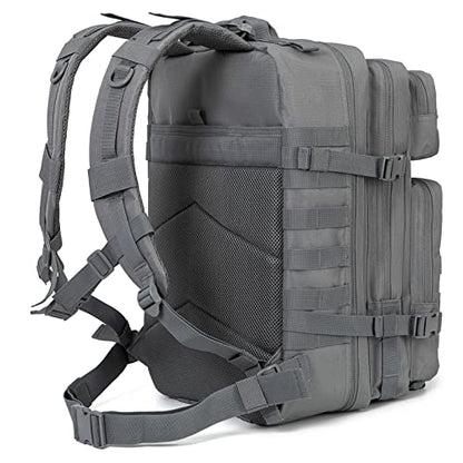 QT&QY 45L Military Tactical Backpacks Molle Army Assault Pack 3 Day Bug Out Bag Hiking Treeking Rucksack… - color: 3.0 Gray