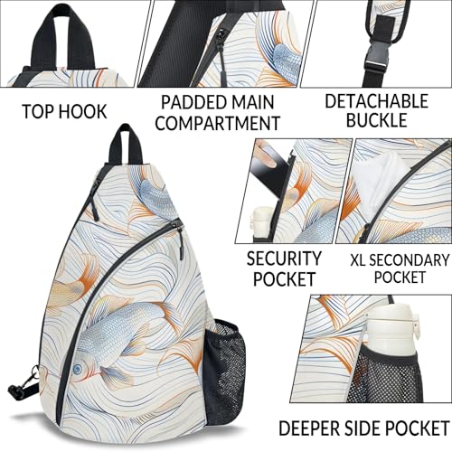 Pickleball Bag for Women Men Adjustable Crossbody Sling Backpack Hold Pickleball Paddle Water Bottle - color: Multicolor 6