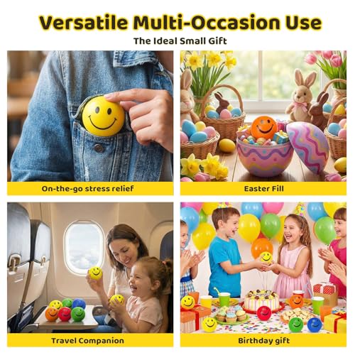 LovesTown 20 PCS Stress Balls for Kids, Squeeze Toys Smile Face Sensory Stretchy Fidget Toys for Kids Adults Stress Relief Gifts for Coworker Classroom Prize Basket Stuffers, 2.5 Inch - size: Small