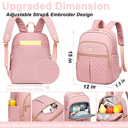 Weitars Lunch Backpack For Women Men,20L Cooler Backpack Insulated Lunch Bag For Women With Side Pockets Waterproof,Meal Prep Backpack,Adult Backpack Cooler For Lunch Picnic Hiking Camping Beach - color: Pink