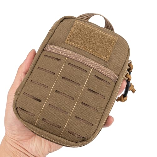 Mini Pocket Organizer for Men EDC Gear Storage Pouch Belt/MOLLE-Compatible 6" x 4" x 1.5" Micro Nylon Bag for Multitools Flashlight Knife Pen Field Notebook Tactical Survival Outdoor Gadget - color: Coyote Brown
