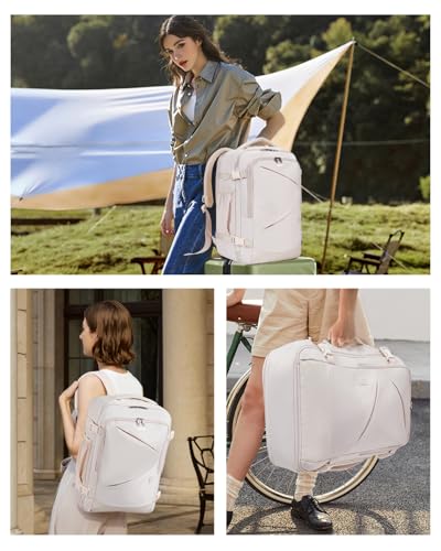 ECOHUB Carry On Travel Backpack, Expandable Airlines Personal Item Bag 18x14x8, Water Resistant 17 inch Laptop Backpack Flight Approved, 12 Pockets 30L Work Backpacks with Wet Pocket & Cable Slot - color: White, size: 18 inch underseat