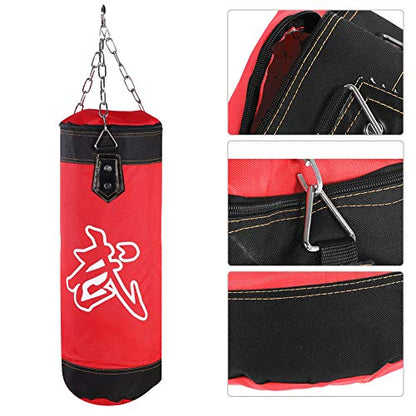 Bnineteenteam Heavy Punching Bag,Training Boxing Bag with Chain for Adults Men Women(Empty) - color: Red, size: 60 cm