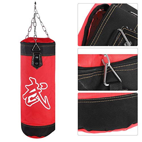 Bnineteenteam Workout Exercise Sandbags, Heavy Duty Fitness Sandbag Empty Sandbags Filler Bag Kick Punching Sand Bag Training Bag for Boxing Karate Punching(60CM-red)