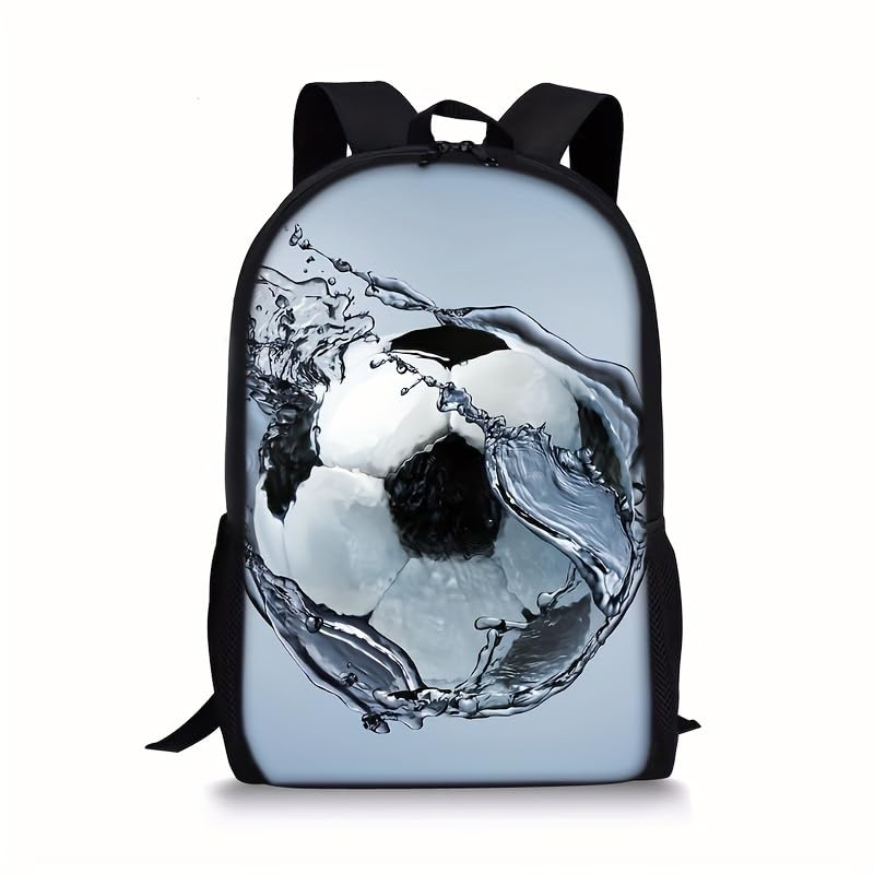 3PCS Soccer Backpack Set, 16" Lightweight Football Daypack, Soccer Ball Print Casual Laptop Backpack for Travel Camping Work (style-1) - color: Style-1