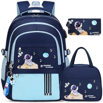 ACESAK Backpack for Boys - Boy Backpack Schoolbag for Boys Kids Children Teens Girls Elementary Middle School Bags, Waterproof Lightweight Kids Bookbag Backpacks Casual Daypack with Lunch Bag Set - color: Light Blue