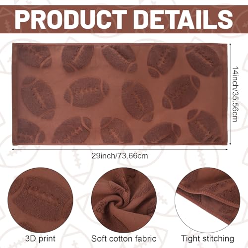 2 Pcs Football Hand Towels Cotton Absorbent Kitchen Towels Football Jacquard Weave Washcloths for Bathroom Decor Cleaning Cooking Hand Drying 14 x 29 Inch
