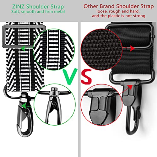 ZINZ 79 inch Shoulder Strap, Extra-thick Fixed Cushion Pad and Dual Clasps Universal Replacement Strap with Metal Swivel Hooks (200cm) (Black&White Jacquard) - color: Black&white Jacquard