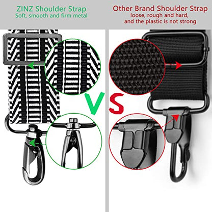 ZINZ 79 inch Shoulder Strap, Extra-thick Fixed Cushion Pad and Dual Clasps Universal Replacement Strap with Metal Swivel Hooks (200cm) (Black&White Jacquard) - color: Black&white Jacquard