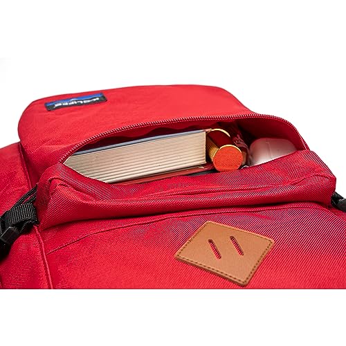 K-Cliffs Classic Backpack Basic Student Campus Daypack Simple Travel Rucksack with Laptop Compartment Bottle Holder Padded Straps Red - color: Red