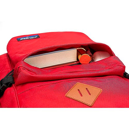 K-Cliffs Classic Backpack Basic Student Campus Daypack Simple Travel Rucksack with Laptop Compartment Bottle Holder Padded Straps Red - color: Red