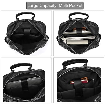 LUUFAN Genuine Leather Shoulder Bag for Men Casual Backpack Slim Daypack Laptop Rucksack Business Travel Outdoor Bag - color: 8017h-black