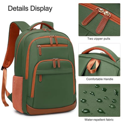 BOVIP Travel Backpack For Men Women,40L Carry On Backpack Flight Approved,TSA Personal Item Travel Bag Fits 17 Inch Laptop,Business Weekender Overnight Daypack Green - color: Green