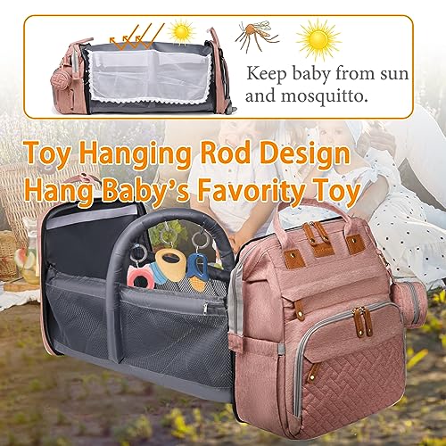 Astro alan Baby Diaper Bags with Changing Station, Waterproof Diaper Bag Backpack for Moms Dads with USB Charging Port, Baby Shower Gifts, Large Capacity diaper backpack, Pink - color: Pink