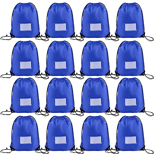 CODOBON 16 Pack Drawstring Bags,Bulk Draw String Backpack, DIY Gym Sports Cinch Bag Sackpack for Women Men, Royal Blue - color: Blue