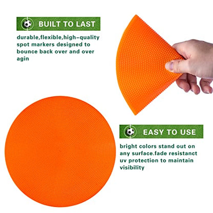 Poly Spot Markers 4inch/9 inch Non-Slip Rubber Agility Markers Flat Field Cones Floor Dots for Football, Soccer, Basketball Training Markers, School Activities, Exercise Drills, Social Distancing - style: 9inch 6Pcs(Red-orange)