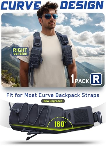 WYNEX Molle Backpack Accessories Pouch of Curve Design Version, Tactical Backpack Strap Pouch Hiking Backpack Attachment Pack - color: Black-1pcs Right