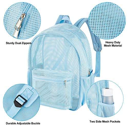 COVAX Heavy Duty Mesh Backpack, See Through College Backpack with Padded Shoulder Straps for Commuting, Swimming, Travel, Beach, Outdoor Sports (Blue) - color: Blue