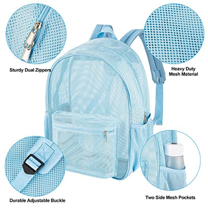 COVAX Heavy Duty Mesh Backpack, See Through College Backpack with Padded Shoulder Straps for Commuting, Swimming, Travel, Beach, Outdoor Sports (Blue) - color: Blue