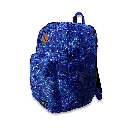 K-Cliffs Classic Backpack Basic Student Campus Daypack Simple Travel Rucksack with Laptop Compartment Bottle Holder Padded Straps Printed Blue Navy Stardust Pattern - color: Navy Stardust