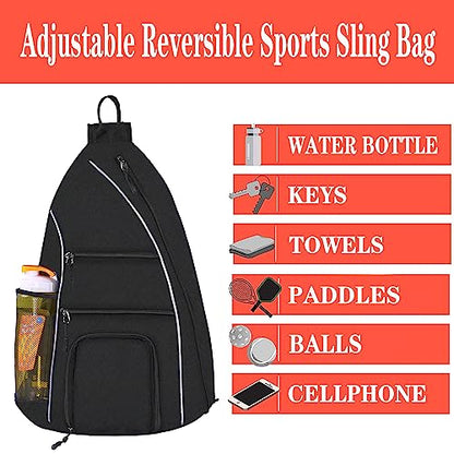 Pickleball Bag - Pickleball Bags for Women Men - Pickleball Backpack - Travel Pickleball Paddle Case, Pickle Ball Bag for Pickleball Paddle Tennis Racket, Protable Pickleball Sling Bag - color: Black style 2