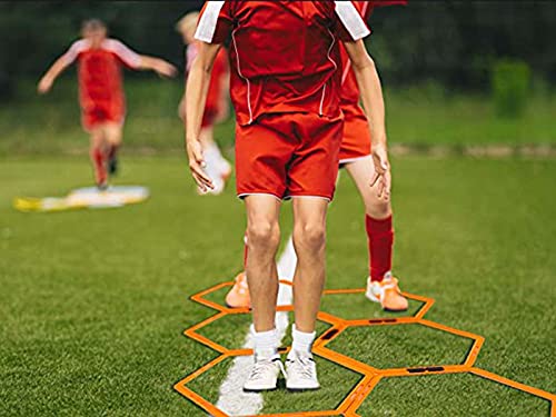 Hexagon Agility Ring Training Circle Ring Speed Agility Ladder Physical Training Ring Football Footwork Trainer Hurdles Agility Ladder Fitness Equipment Multicolor Training Ring 3Pcs - color: red