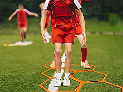 Hexagon Agility Ring Training Circle Ring Speed Agility Ladder Physical Training Ring Football Footwork Trainer Hurdles Agility Ladder Fitness Equipment Multicolor Training Ring 3Pcs - color: red