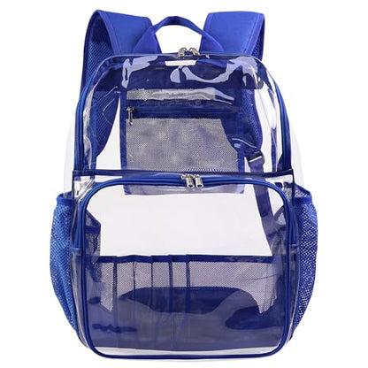 Clear Backpack,See Through Backpack School Approved Heavy Duty Clear Backpack Transparent Bookbag for College Work Travel Security,Blue - color: Blue
