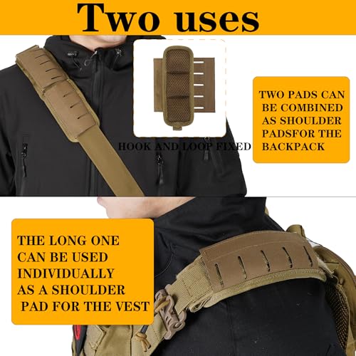 2-in-1 Tactical MOLLE Plate Carrier & Backpack Shoulder Pads - Adjustable, Padded, 500D Nylon, Durable Outdoor Gear for Men & Women - color: Coyote Brown