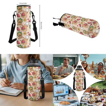 Watermelon Capybara Backpack for Girls School Backpacks with Lunch Box Water Bottle Carrier Bag and Pencil Case 4 Pieces Lightweight 1st Grade Backpack Girls Bookbag for Elementary School - color: Capybara Watermelon