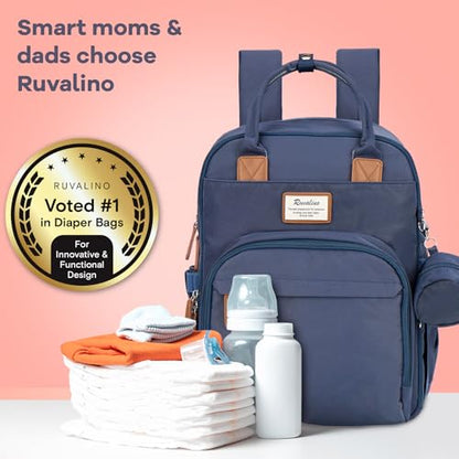 RUVALINO Diaper Bag Backpack, Multifunction Travel Back Pack Maternity Baby Changing Bags, Diaper Changing Totes, Waterproof and Stylish, Navy Blue - color: Navy Blue