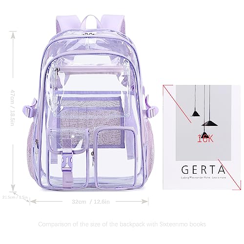 abshoo Large Clear Backpack For Girls Women School Bookbag Heavy Duty Transparent Backpack (Purple) - color: Purple