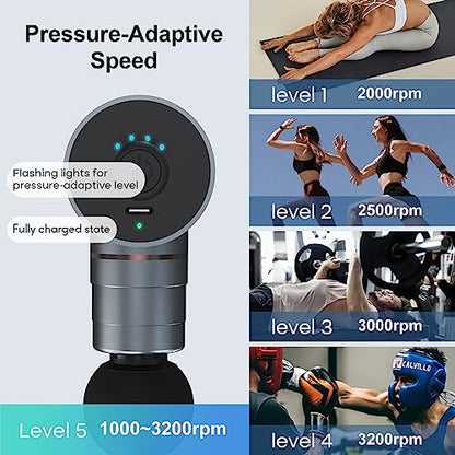 arboleaf Massage Gun Deep Tissue, Full-Metal Electric Portable Hand Held Massager Gun with Case for Back, Body Sore Muscles, Pain Relief, Office, Home, Athletes - color: Medium Gray