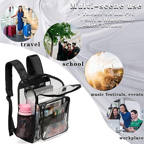 Clear Backpacks for School Large Clear Bookbag with Multi-Pockets PVC Transparent Backpack for College,Work,Grey - color: Gray-1pack