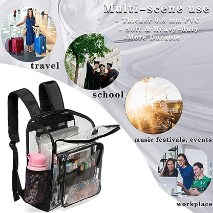 Clear Backpacks for School Large Clear Bookbag with Multi-Pockets PVC Transparent Backpack for College,Work,Grey - color: Gray-1pack
