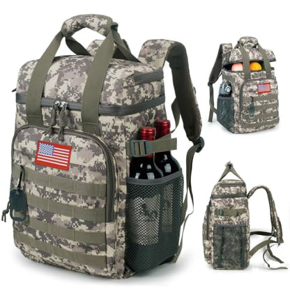Tactical Backpack Cooler,25L Lunch Ice Chest with Handle for Men Adult Work - color: ACU Camo