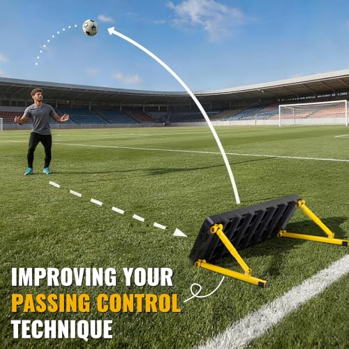 Soccer Rebounder Board - 6-in-1 Portable soccer wall rebounder for Backyard - Dual Surface Soccer Passing Board with 3 Adjustable Angles for Passing & Reaction Skills - Soccer Training Equipment