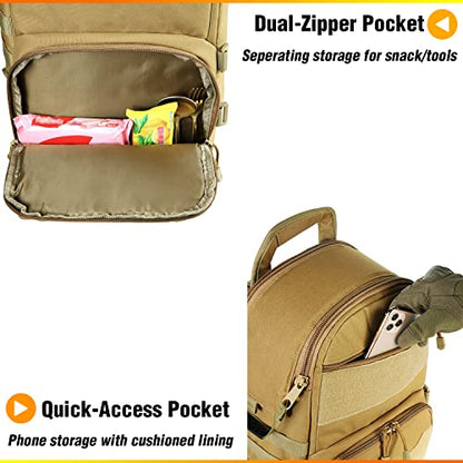 DBTAC Tactical Lunch Backpack, Large Lunch Cooler for Men Women | Backpack Coolers insulated for Work Picnic Travel (Brown, 24-Cans) - color: Brown