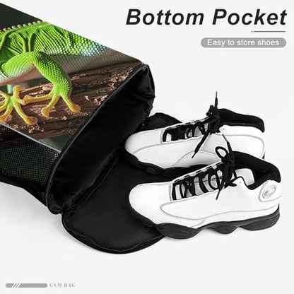 Fitness Drawstring Backpack Waterproof Gym Bag Green Geckos Lightweight Dry And Wet Separation Swim Bag