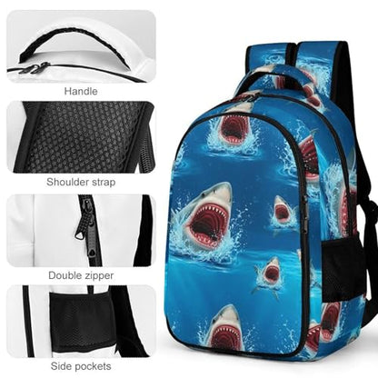 Cute College Laptop Backpack Shark Ocean, Sturdy Travel Business Bag with Tumbler Holder Gifts for Nurse Teacher Women - color: Pattern (321)