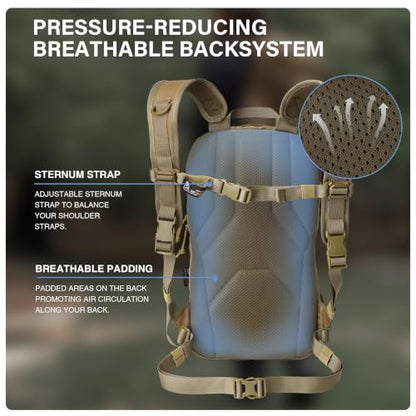 Mardingtop 15L Tactical MOLLE Hydration Backpack – Small Military Bag for Motorcycle, Hiking, Riding, Biking & EDC Daypack - color: Khaki