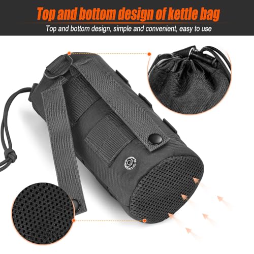 Upgraded Tactical Drawstring Molle Water Bottle Holder Tactical Pouches - color: Molle Water Bottle Pouch-Black-1Pack