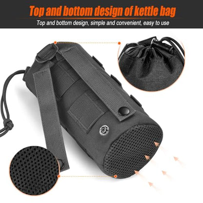 Upgraded Tactical Drawstring Molle Water Bottle Holder Tactical Pouches - color: Molle Water Bottle Pouch-Black-1Pack
