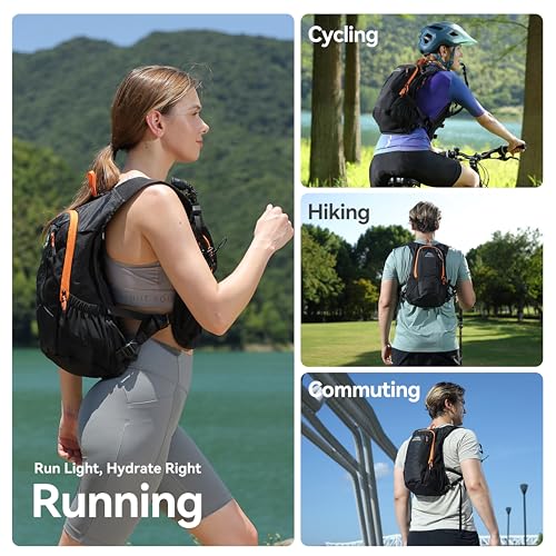 MARCHWAY Lightweight Hydration Backpack with Vest Style Straps & 2.5L TPU Water Bladder, Versatile Sleek Multi-Pocket Pack for Hiking, Cycling, Running, Backpacking, Travel - color: Black