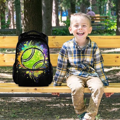 Boys School Backpack Kids Tennis Backpacks Bookbag Back to School Supplies, 17 Inches Large Capacity Cool Sport Back Pack for Kindergarten Elementary Middle (Black) - color: Color 5