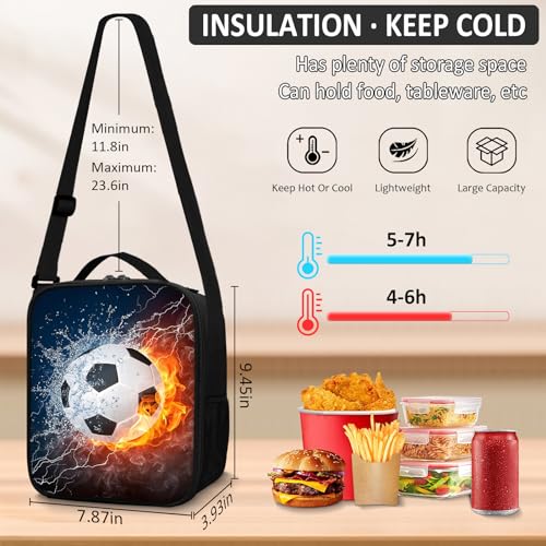 TILYTADLY School Backpack for Boys - 4pcs Soccer Boys Backpack with Lunch Box and Pencil Case for Kids Children Teens Elementary Middle School - Students Bag for Ages 6-18,17″Bookbag Travel Back Pack - color: Soccer-08-backpack Set