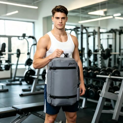 BE SMART 50L Extra Large Gym Backpack for Men, Big Gym Bag with Shoes Compartment, Waterproof Heavy Duty Duffel Bags (Dark Grey, Large-40L) - color: Dark Grey, size: Large-40L