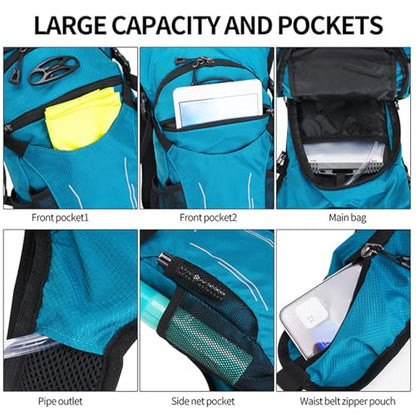18L Hydration Backpack, Lightweight Breathable Hiking Backpack with Reflective Strips, for Riding Camping Running Commuting - color: Lake Blue