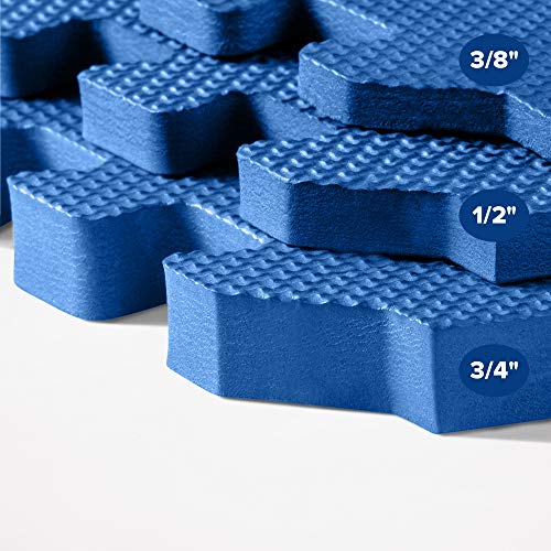 We Sell Mats 1/2 Inch Thickness Multipurpose EVA Foam Floor Tiles, Interlocking Floor Mat for Indoor Gym and Home Use, 24 in x 24 in, Blue, 16 Square Feet (4 Tiles)